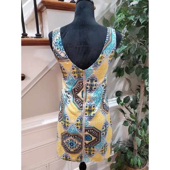 Fab'rik Womens Multi Floral Polyester Sleeveless V Neck Knee Length Dress Small - Picture 6 of 13